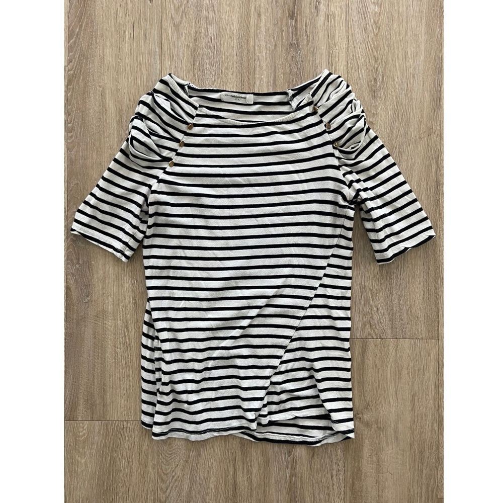 Anthropologie Pilcro and the Letterpress Nautical Striped Puff Sleeve Top